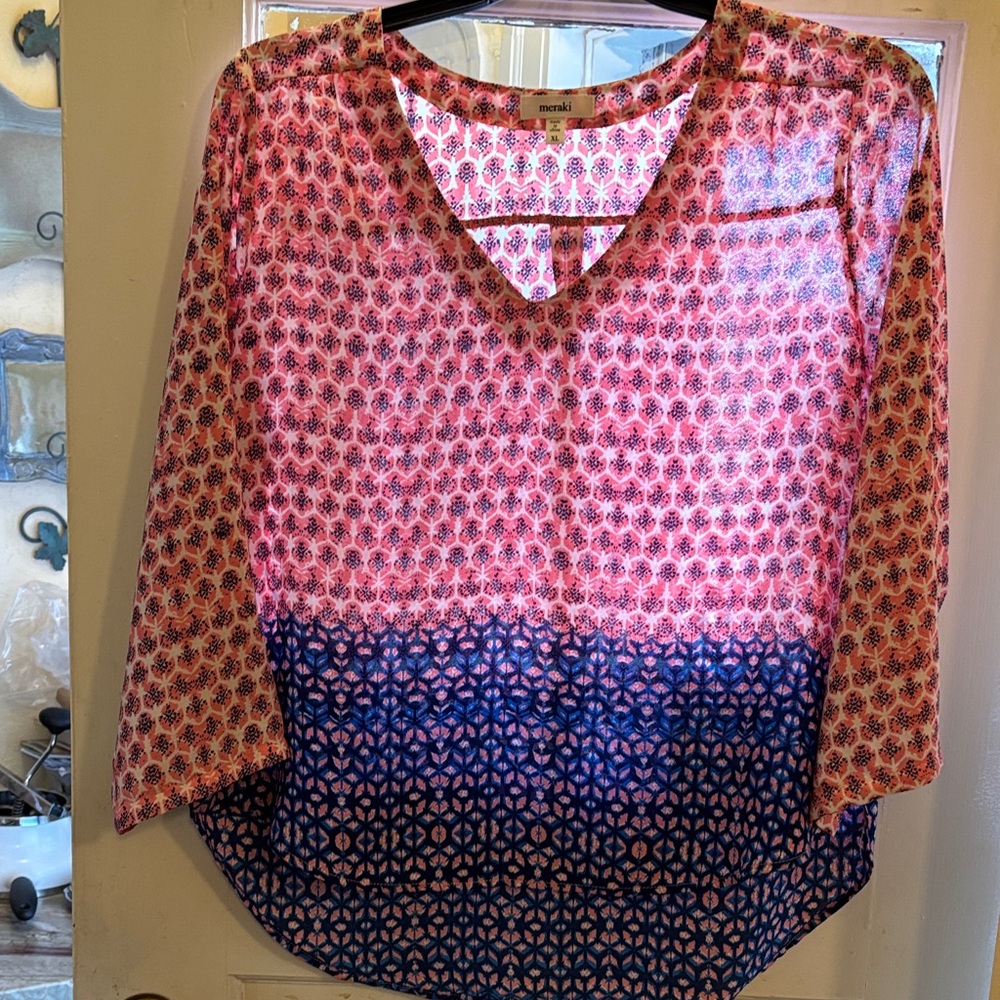 Mossimo Supply Co. Women's Pink and Navy Blouse